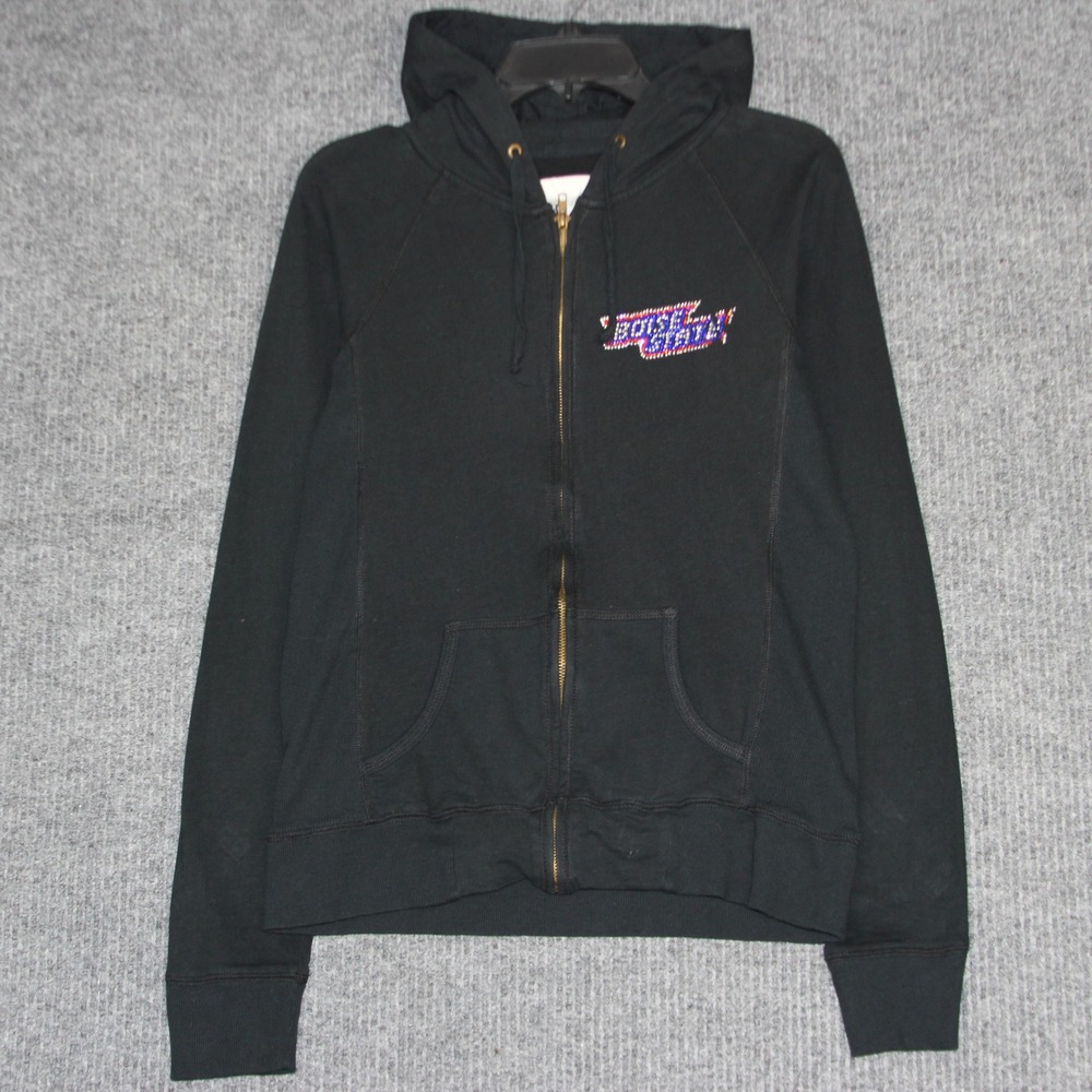 My U Boise State Broncos Womens Full‎ Zip Hoodie Rhinestone Black Large